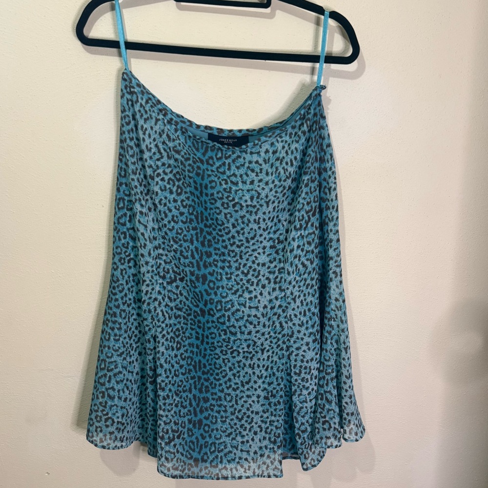 Jones Wear Teal Blue Leopard Print Y2K Skirt